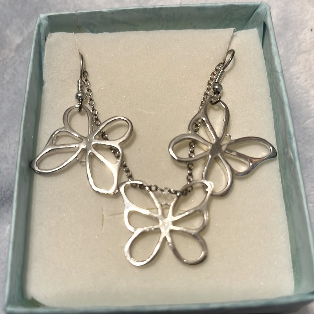 SET: butterfly earrings and pendant